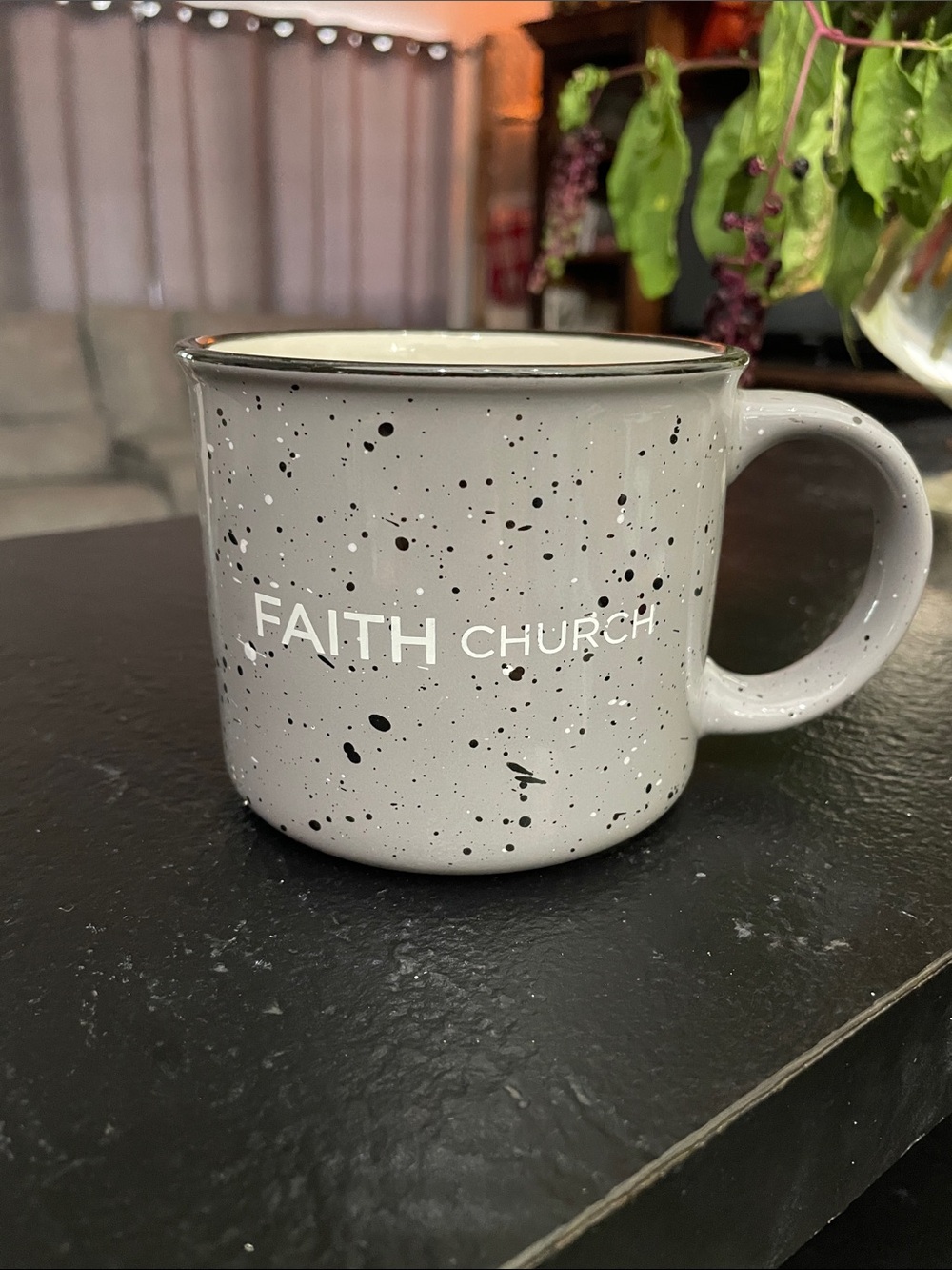 Speckled Gray Ceramic Campfire Coffee Mug